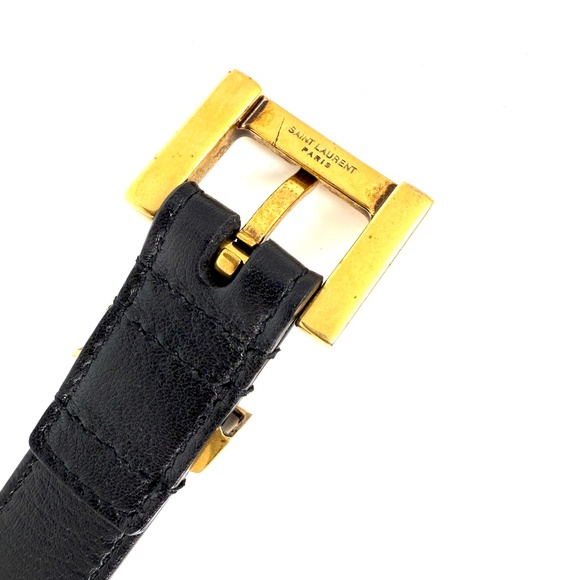 Saint Laurent Skinny YSL Logo Buckle Leather Belt 95 38 main image 4